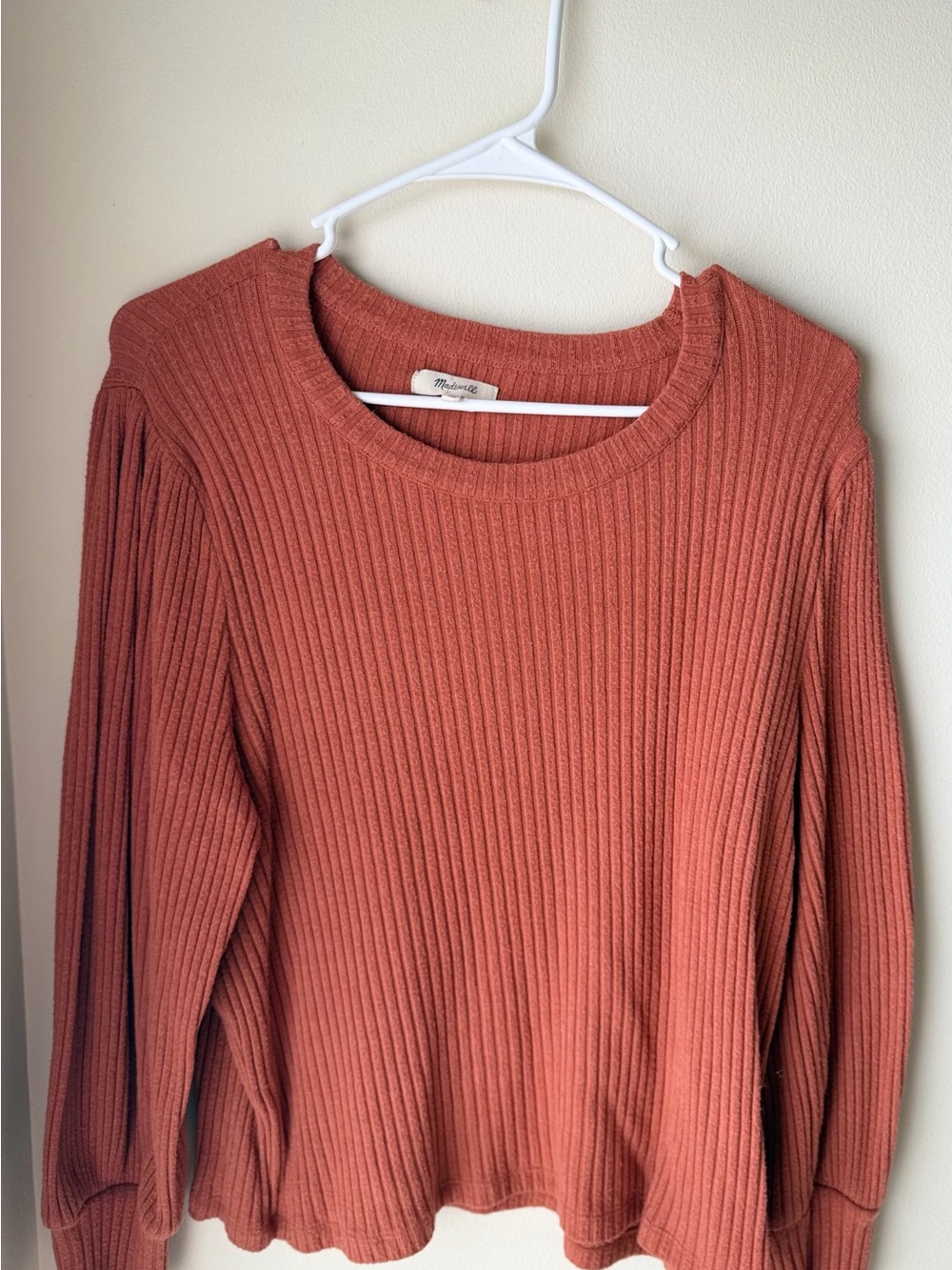 Women's Ribbed Crewneck Sweater in Rusty Orange
